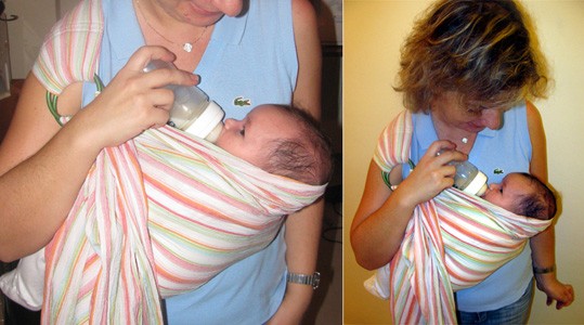 Τάισμα με μπιμπερό, σε μάρσιπο ring sling