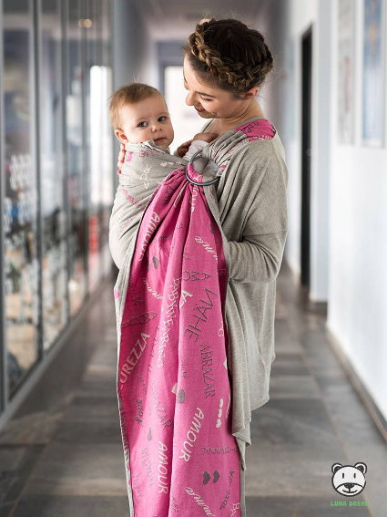 Μάρσιπος Αγκαλιάς Ring Sling Words of Love Pink - Image 7