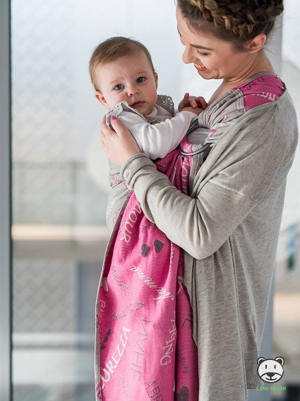 Μάρσιπος Αγκαλιάς Ring Sling Words of Love Pink - Image 6