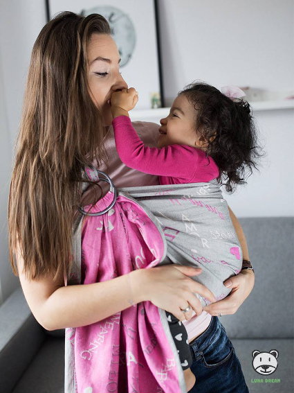 Μάρσιπος Αγκαλιάς Ring Sling Words of Love Pink - Image 2