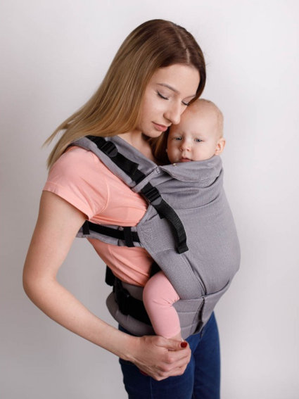Kinder Hop Multi Grow Carrier Little Herringbone Grey via Asteraki Slings - Image 4