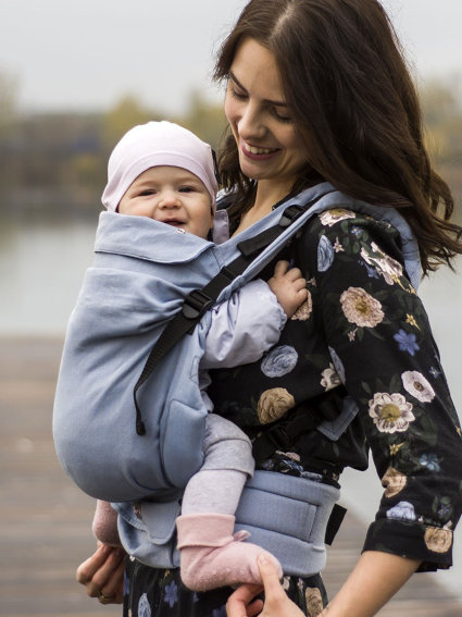 Μάρσιπος Αγκαλιάς Kinder Hop Little Herringbone Blue από τα Αστεράκια