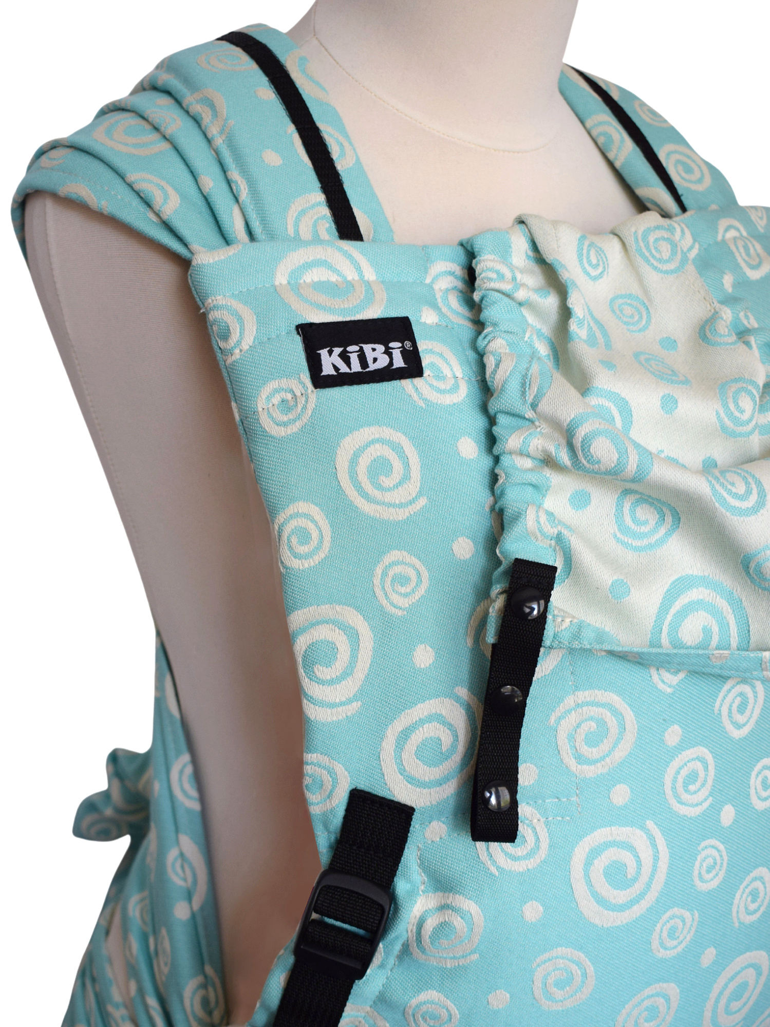 Εργονομικός μάρσιπος KiBi Newborn Tai Turquoise Spirals από την πρώτη μέρα