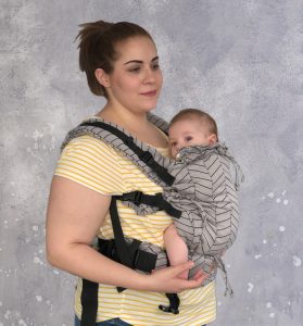 Calm baby in carrier