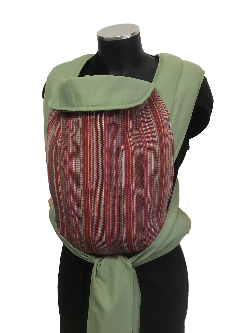 Εργονομικός μάρσιπος mei tai σε χρώματα ριγέ και avocado green, απαλό και δροσερό ύφασμα