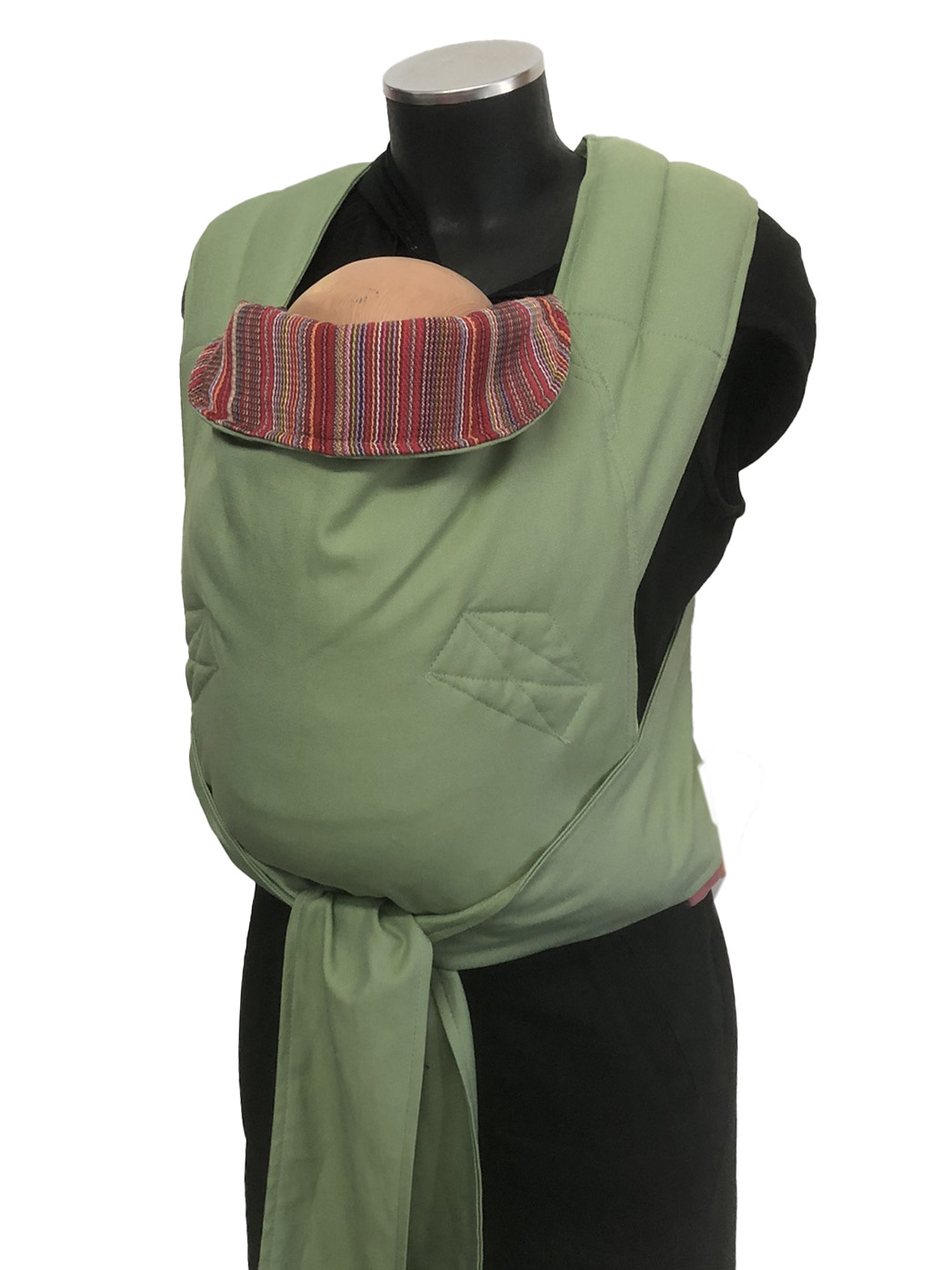 Εργονομικός μάρσιπος mei tai σε χρώματα ριγέ και avocado green, απαλό και δροσερό ύφασμα