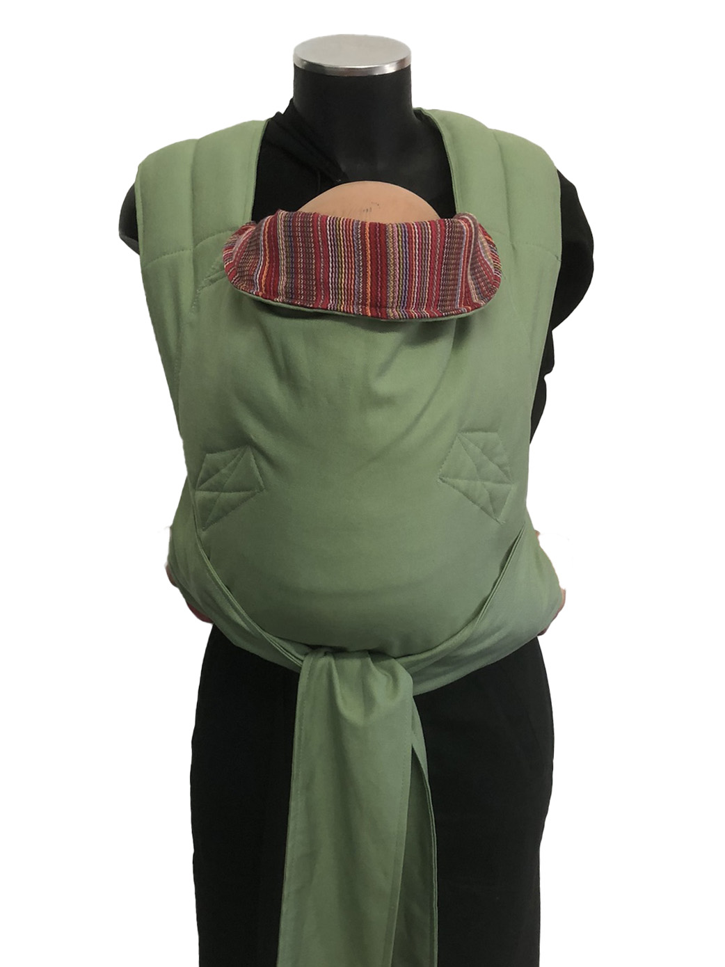 Εργονομικός μάρσιπος mei tai σε χρώματα ριγέ και avocado green, απαλό και δροσερό ύφασμα